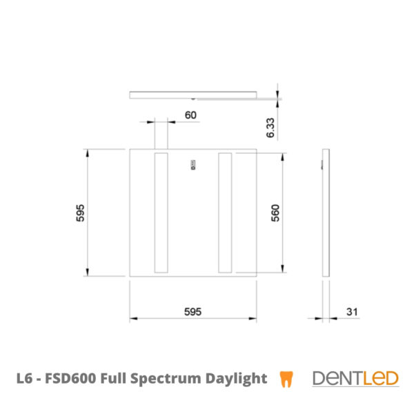 FSD600 - Dentled White line inbouw armatuur 600x600 49-5500 Kelvin volspectrum daglicht led 38 Watt - Afbeelding 4